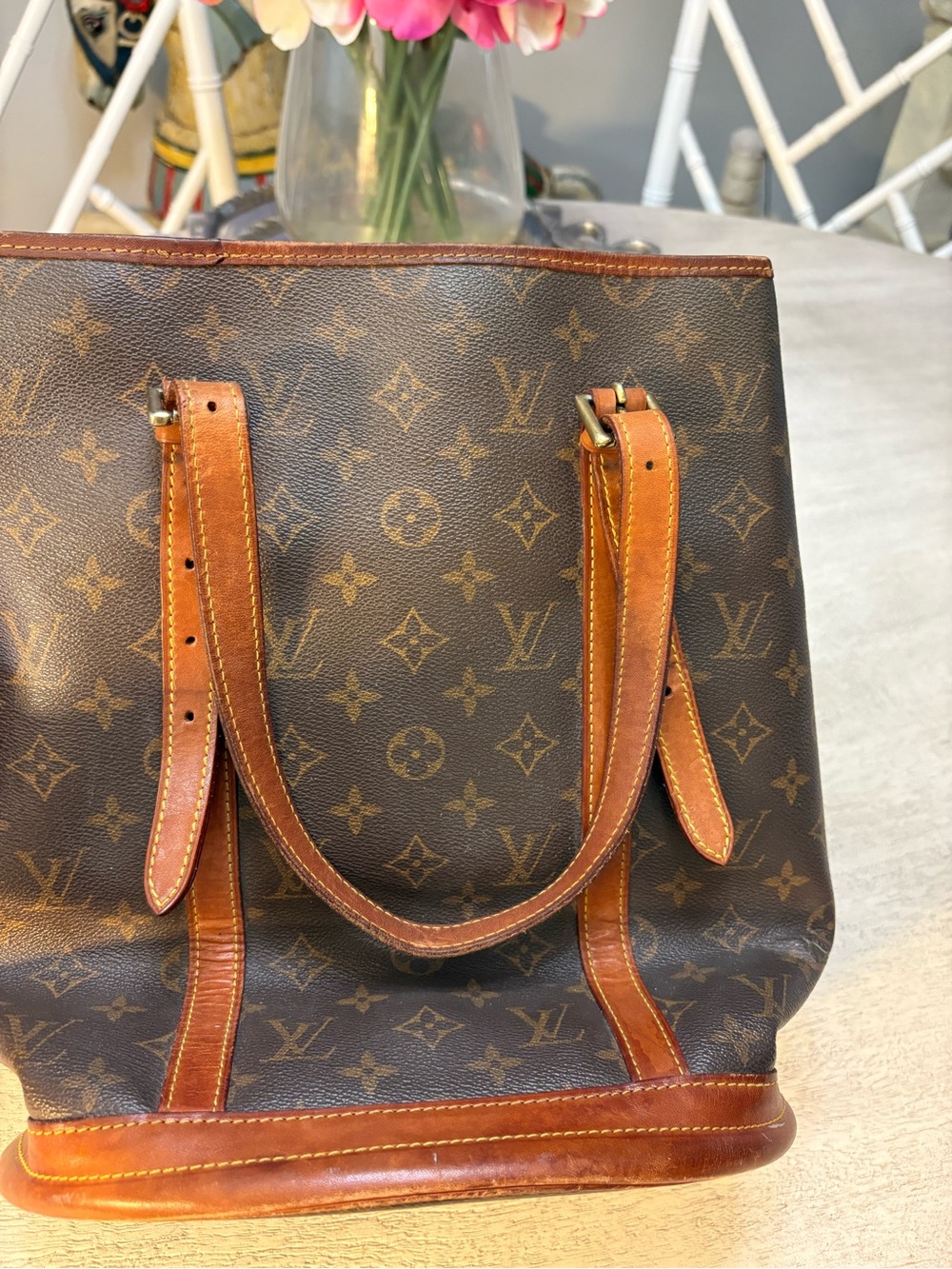 Louis Vuitton Monogram Vertical Bucket Bag in Brown and Tan - Picture 8 of 12